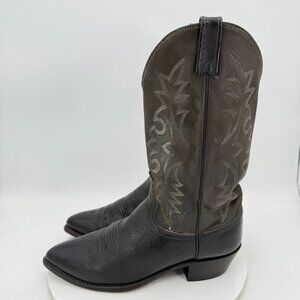 Dan Post Men Size 10.5D 16925 Black Leather Pull On Western Style Stitching Boot